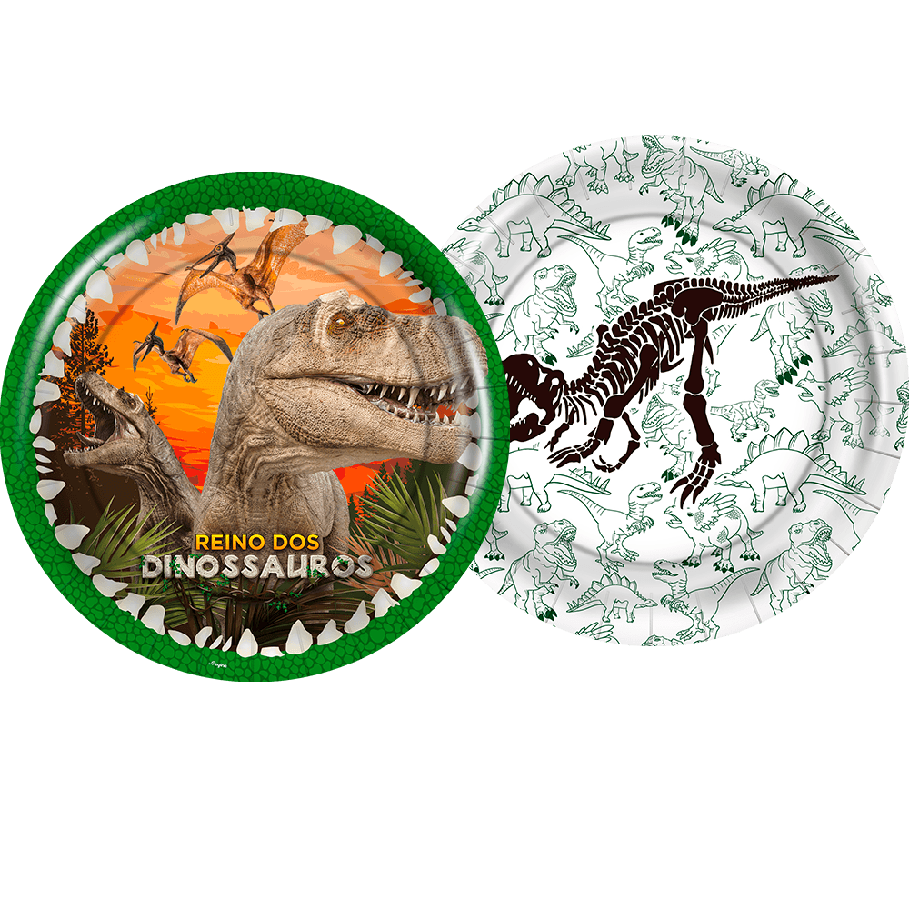 Pratos Papel Quadrado Dinossauros ROAR