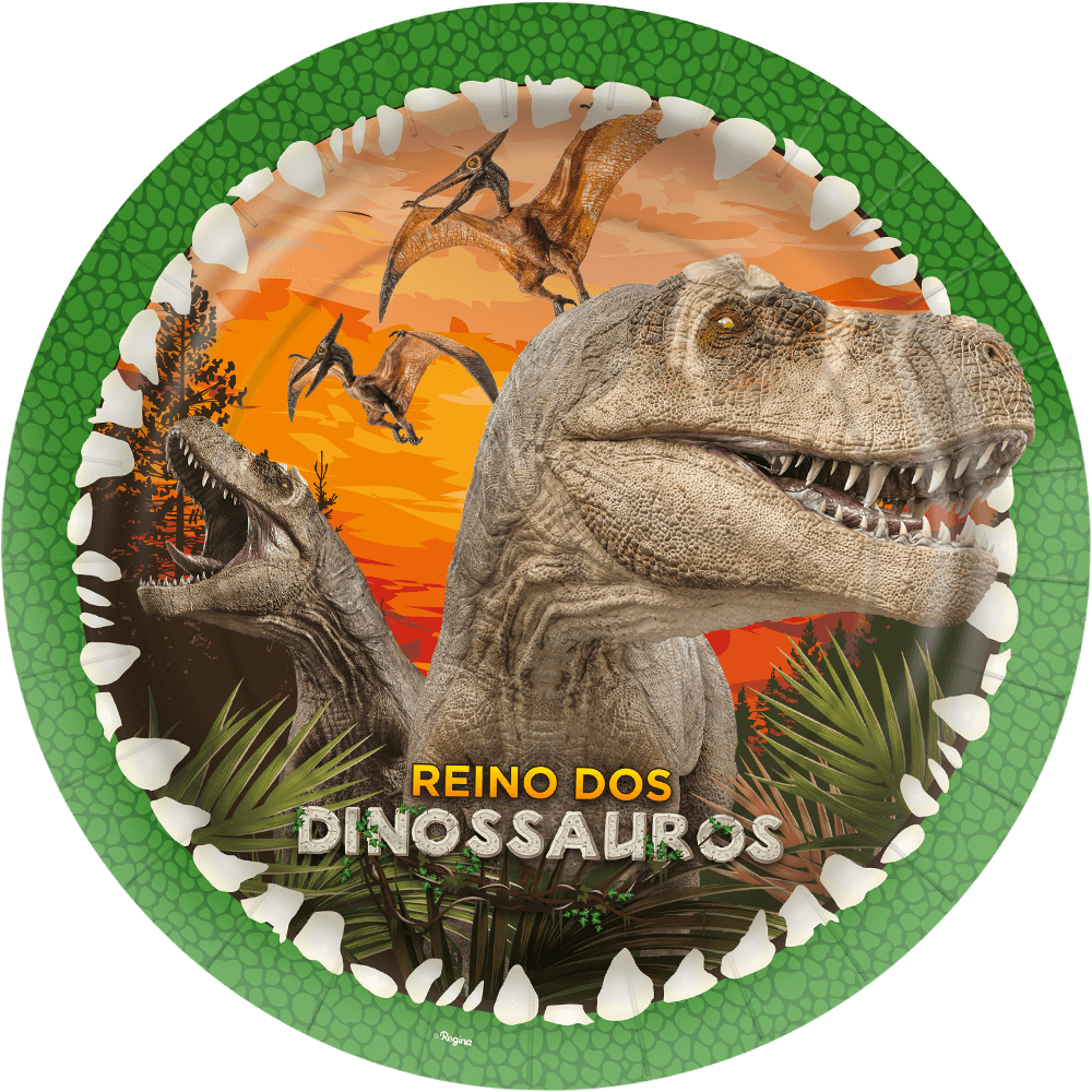 Pratos Papel Quadrado Dinossauros ROAR