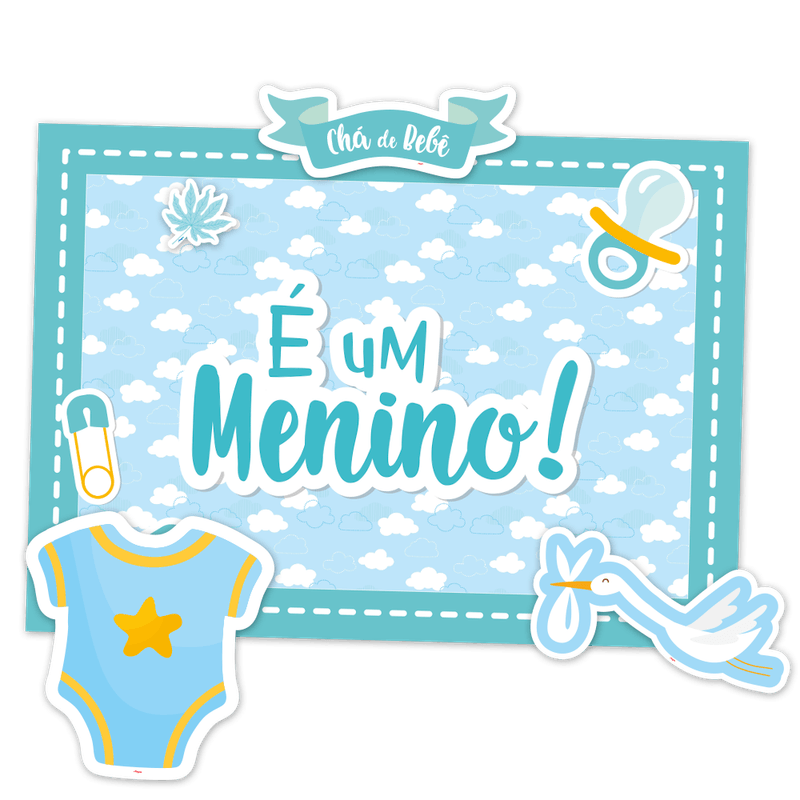 KIT DECORATIVO FESTA CHA DE BEBE MENINO 01 un