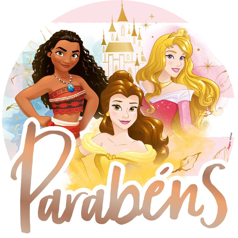 Topo de Bolo Princesas Disney Parabéns